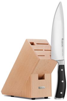 Wüsthof Set 2-in-1 Kochmesser 20 cm Classic Ikon + Messerblock Buche hell 