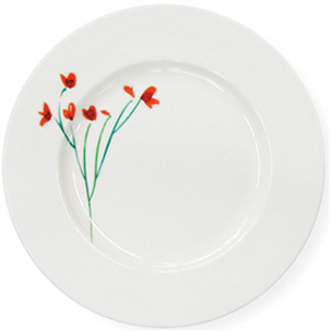 Dibbern Impression Teller flach 26,5 cm Blume Rot 