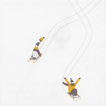 Räder Cocktailserviette 25x25cm Schlitten fahren 