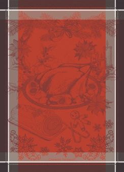 Garnier-Thiebaut Geschirrtuch Dinde De Noel Vermillon 56x77 cm 100% Baumwolle 