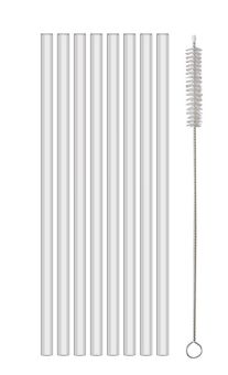 Koziol Sicherheits-Trinkhalme 200 mm mit Bürste Cheers crystal clear 