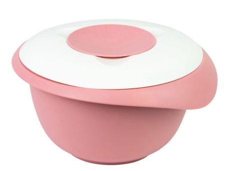Westmark Rührschüssel mit zweigeteiltem Deckel 2,5 L rosa/weiß 